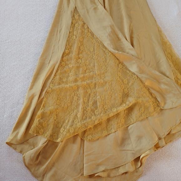 free people ♡ make you mine 1/2 half slip lace satin skirt bitter oil yellow - Picture 7 of 13